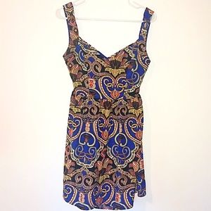 Peach Royal Paisley Tie Back Cut Out Dress Size Small